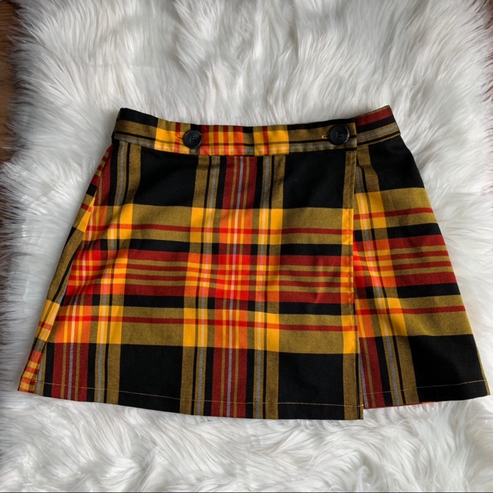 Plaid a line skirt